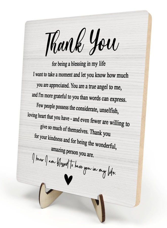 DMADNF Thank You Gifts for Women Men, Appreciation Gifts for Friends, Coworker Leaving Gift, Home Office Decor Wooden Plaque Sign 5.9 x 5.9Inch-Thank You for Being A Blessing in My Life (White) - Image 1